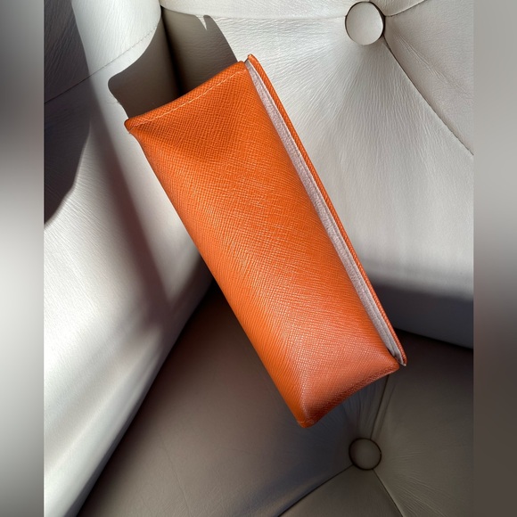 Tory Burch Orange Leather Sunglasses Case Eyeglass Hard Case Very Good - Picture 2 of 7
